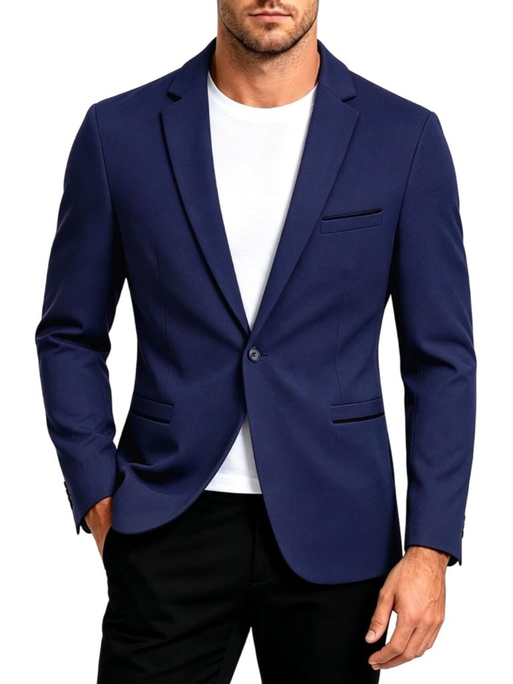 Men's Suit Jacket One Button Slim Fit Sport Coat Business Blazer